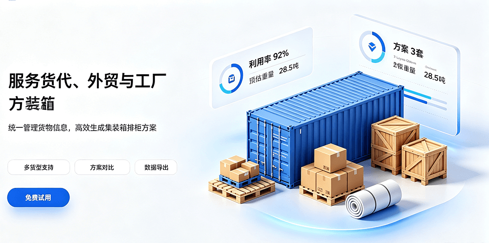 多种集装箱类型选择 - 支持20GP、40GP、40HQ及自定义尺寸